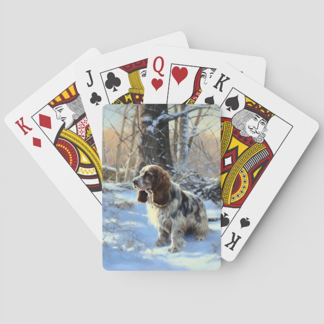Baraja De Cartas Cocker Spaniel Deja que nieve Navidad (Reverso)