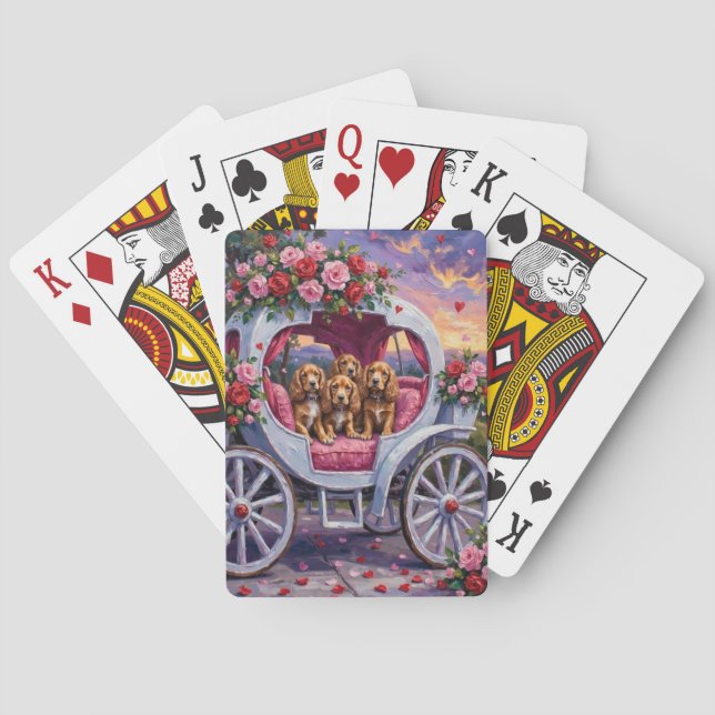 Baraja De Cartas Cocker Spaniel Día de San Valentín  (Reverso)