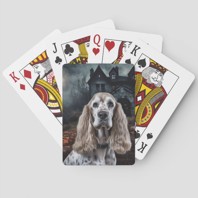 Baraja De Cartas Cocker Spaniel Halloween Aterrador (Reverso)