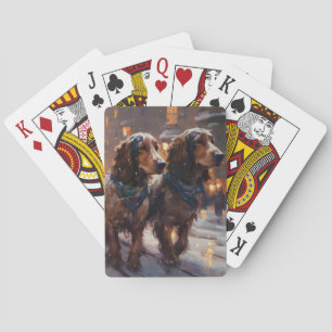 Baraja De Cartas Cocker Spaniel inglés temporada festiva de Navidad