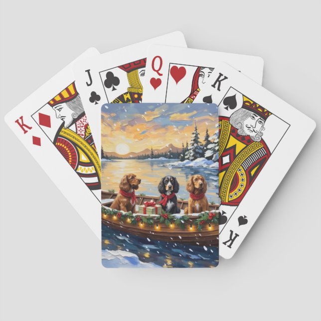 Baraja De Cartas Cocker Spaniel Navidad Barco Fiesta (Reverso)