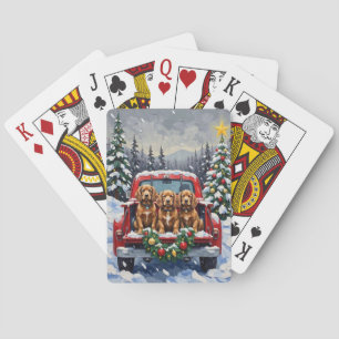 Baraja De Cartas Cocker Spaniel Navidad Camión Rojo Fiesta