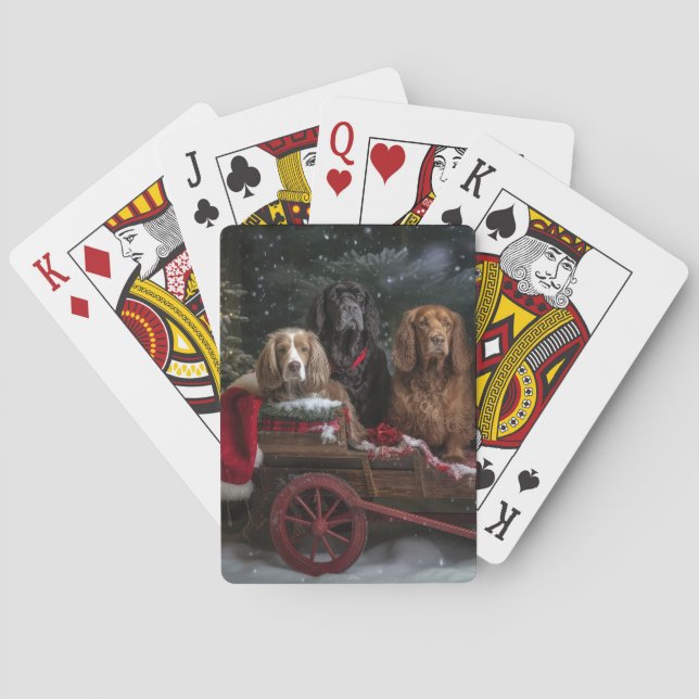 Baraja De Cartas Cocker Spaniel Trineo Nevado Decoración Navidad  (Reverso)