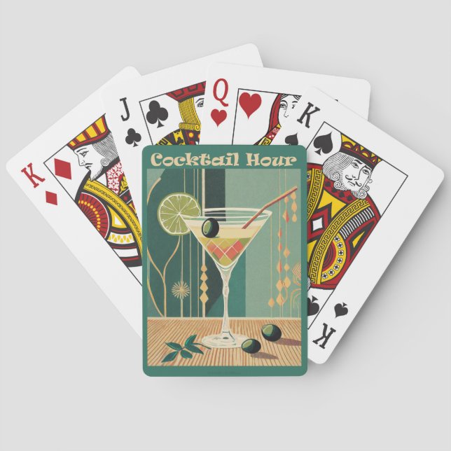 Baraja De Cartas Cocktail Hour Mid Century Martini Moderno (Reverso)