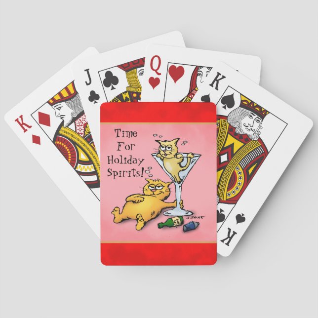 Baraja De Cartas Cocktail Kittens Espíritus Navideños (Reverso)