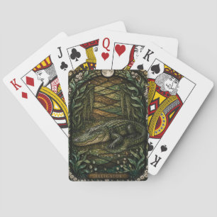 Baraja De Cartas Cocodrilo Todavía Vidrio Emplomado Illumina del Pa