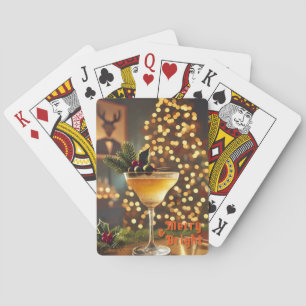 Baraja De Cartas Cóctel de Navidad de mediados de siglo Alegre y Br