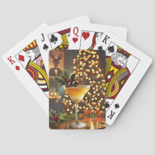 Baraja De Cartas Cóctel de Navidad de mediados de siglo Alegre y Br