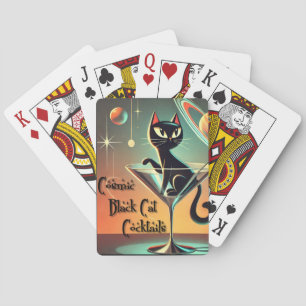 Baraja De Cartas Cócteles Cósmicos Futuristas Atómicos de Gato Negr