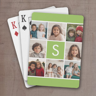 Baraja De Cartas Colage de Fotos Personalizado con Monograma en Lim
