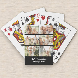 Baraja De Cartas Colage de Fotos Personalizado Negro 6 Mensaje de T