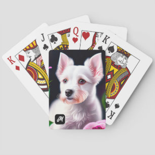Baraja De Cartas Colección De Perro Dulce Y Rosa