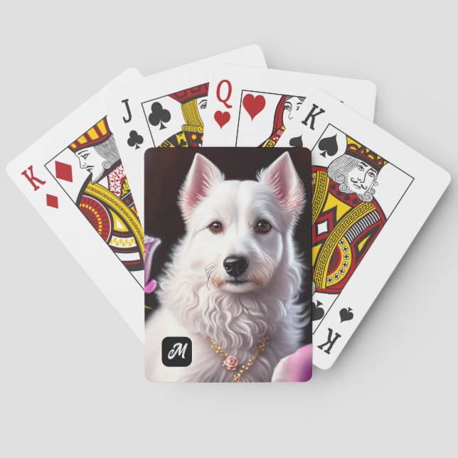 Baraja De Cartas Colección De Perros Blancos Y rosas (Reverso)