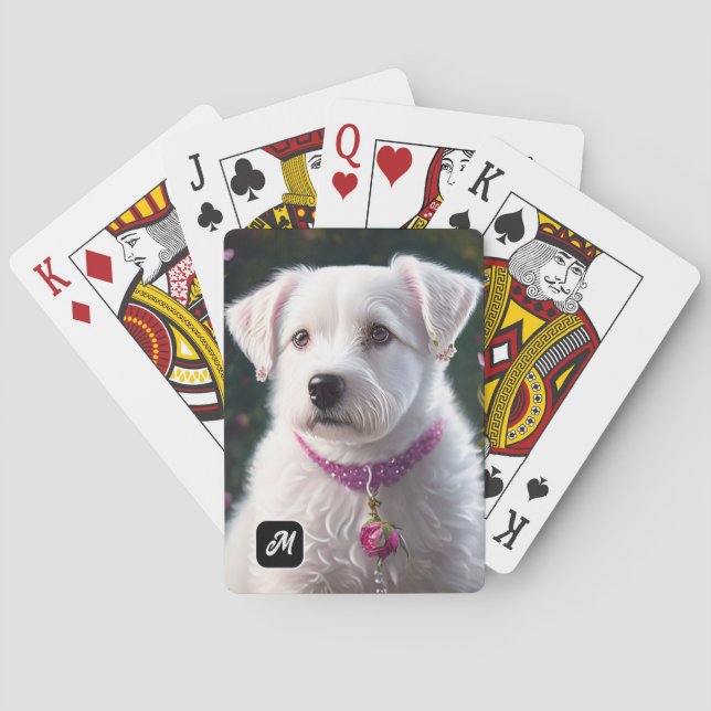Baraja De Cartas Colección De Perros Pequeños Y Rosas (Reverso)
