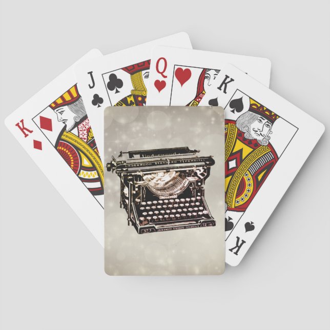 Baraja De Cartas Colectivo de vieja máquina de escribir antigua (Reverso)