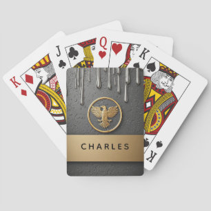 Baraja De Cartas Colgante de Águila Dorada Goteando Metal Líquido