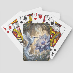 Baraja De Cartas Colibrí encantado y flor de luna.