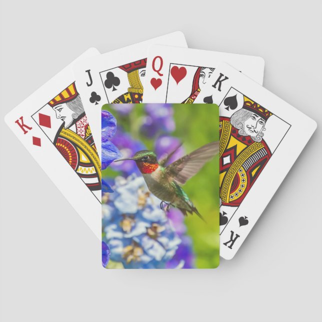 Baraja De Cartas Colibrí y Delphinium  (Reverso)