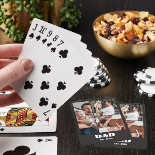 Baraja De Cartas Collage de 3 fotos personalizadas de Papá Establec