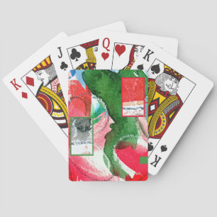 Baraja De Cartas collage de arte abstracto, medios mixtos y acuarel