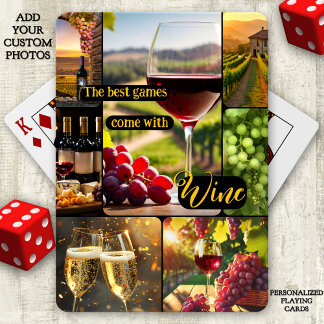 Baraja De Cartas Collage de fotos con temas de vino personalizado