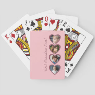 Baraja De Cartas Collage de fotos de nietos Corazones rosados de la