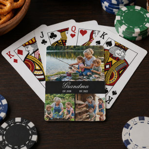 Baraja De Cartas Collage de Fotos Familiares para Abuela Personaliz