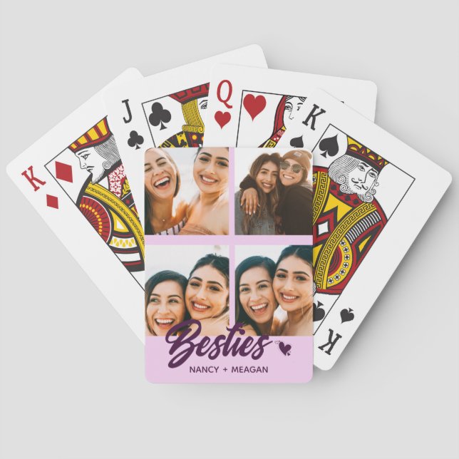 Baraja De Cartas Collage de fotos personalizado de Bestie para siem (Reverso)