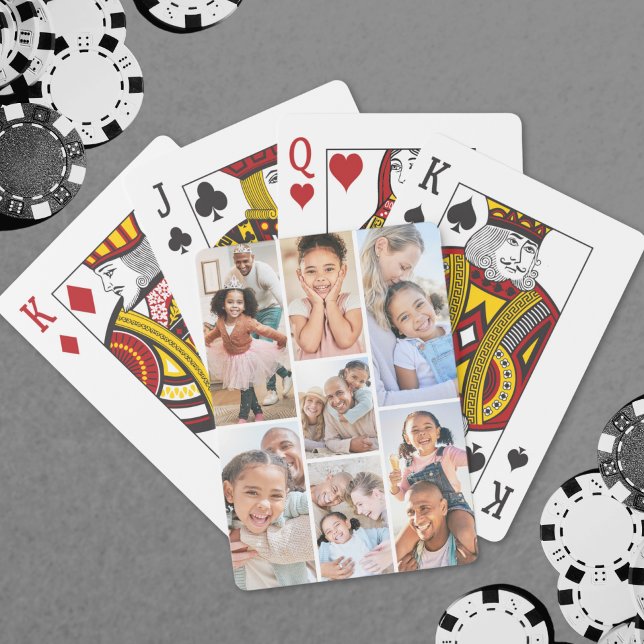 Baraja De Cartas Collage de fotos Sencillo Elegante Imagen (Photo Collage Simple Elegant Picture Poker Cards)