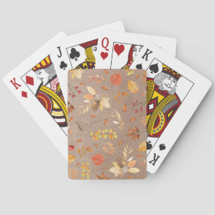 Baraja De Cartas Collage de hojas de otoño sobre marrón