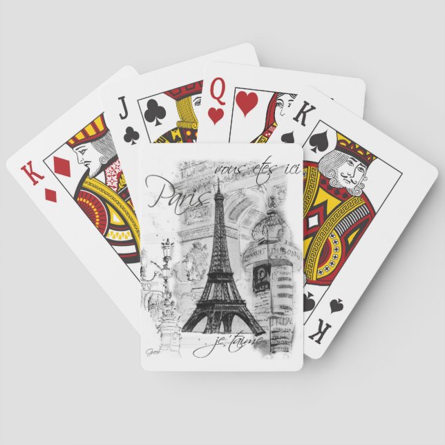 Baraja De Cartas Collage de la Torre Eiffel de París (Reverso)