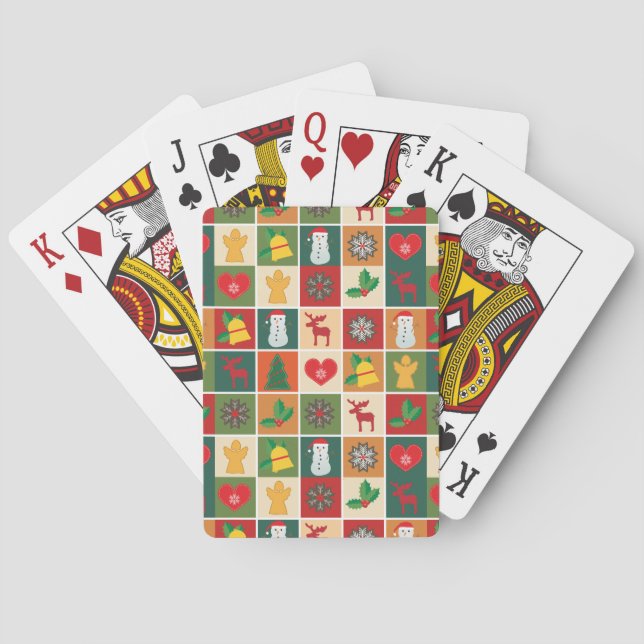 Baraja De Cartas Collage de Navidades coloridos (Reverso)