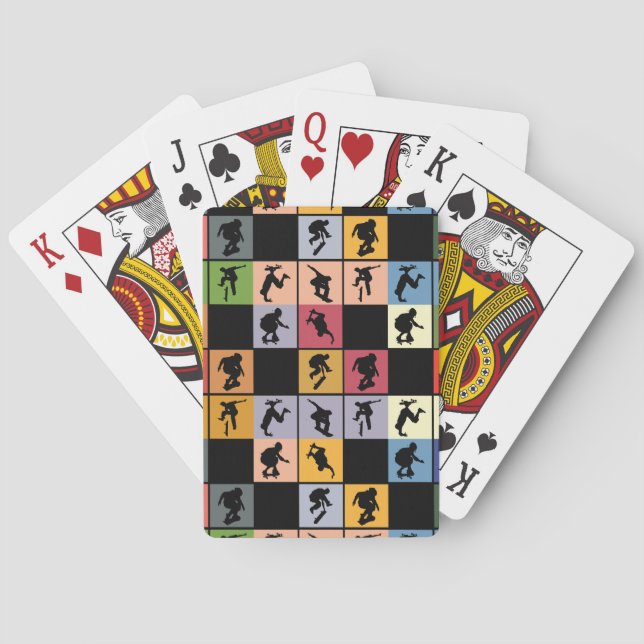 Baraja De Cartas Collage de patinadores de arte pop (Reverso)