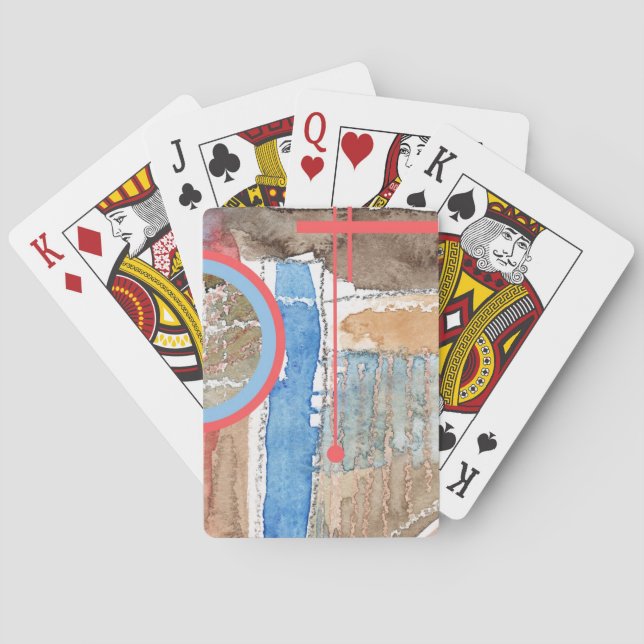 Baraja De Cartas collage del arte abstracto, técnicas mixtas y (Reverso)