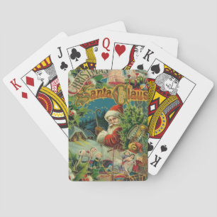 Baraja De Cartas Collage Navideño de Papá Noel Victoriano Antiguo