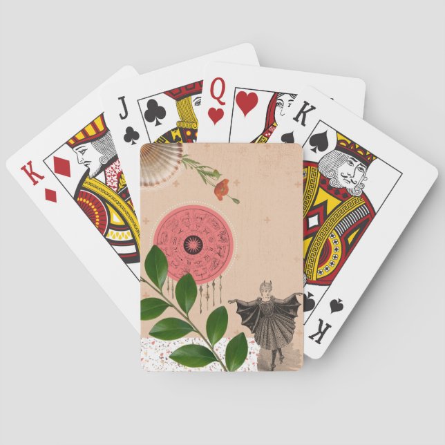 Baraja De Cartas Collage retro moderno divertido color rosa (Reverso)