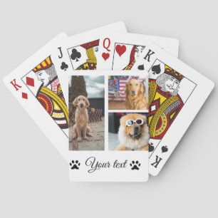 Baraja De Cartas Collage simple de fotos con nombres de animales co