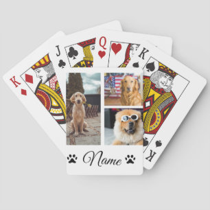 Baraja De Cartas Collage simple de fotos con nombres de animales co