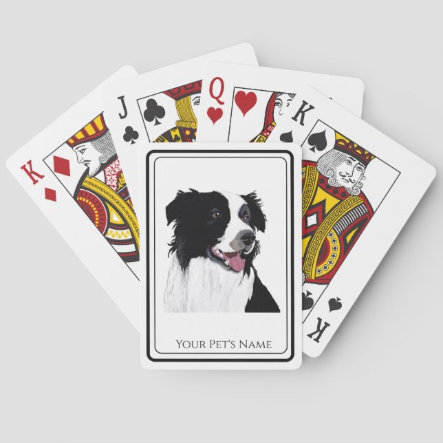 Baraja De Cartas Collie de borde Perro Mascota blanco y negro - (Reverso)