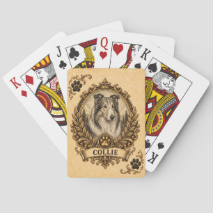 Baraja De Cartas Collie, perro vintage patrimonio