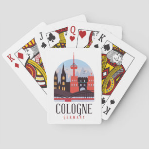 Baraja De Cartas Cologne Alemania Paisaje Urbano Vintage Viajes