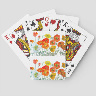 Baraja De Cartas Color de agua del patrón de la flor de la amapola