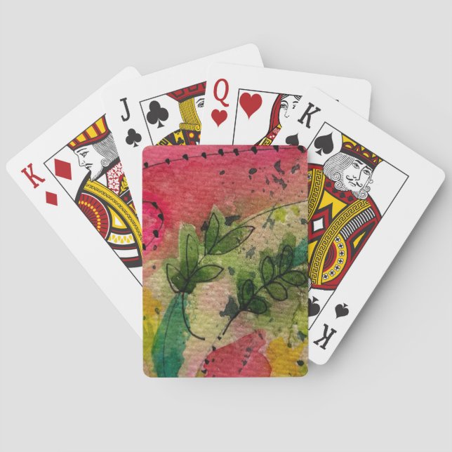 Baraja De Cartas Color De Agua Y Tinta Resumen Arte Impresionante (Reverso)