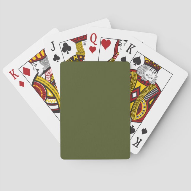Baraja De Cartas Color sólido verde del ejército (Reverso)