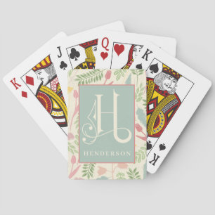 Baraja De Cartas Color y Patrón de Primavera H Monograma Divertido