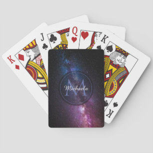 Baraja De Cartas Colores brillantes de la vía láctea monograma pers