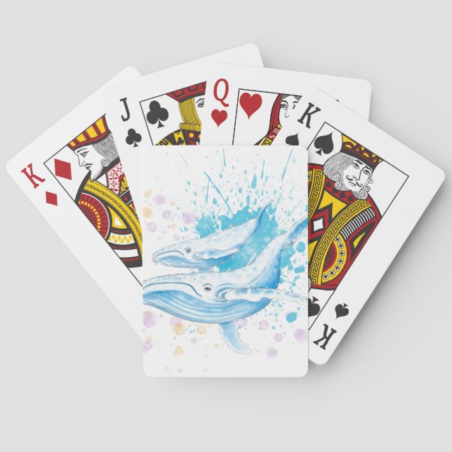 Baraja De Cartas Colores de ballenas azules (Reverso)