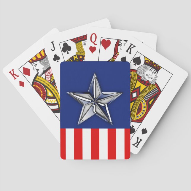 Baraja De Cartas Colores patrióticos festivos cromados como estrell (Reverso)