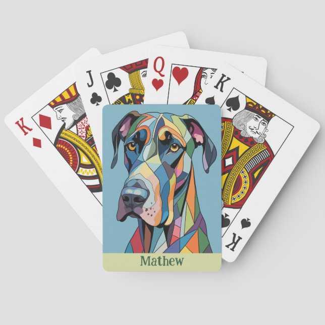Baraja De Cartas Colorful Cubist Great Dane  (Reverso)