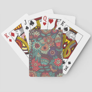 Baraja De Cartas Colorful floral pattern in cartoon style